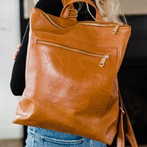 Reese backpack - vegan Tan/brown  leather